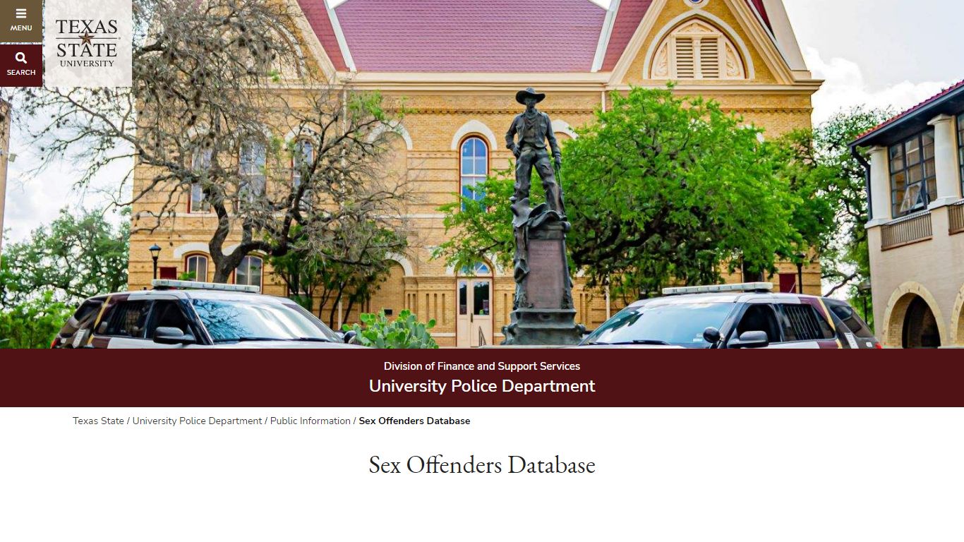 Sex Offenders Database : University Police Department : Texas State ...
